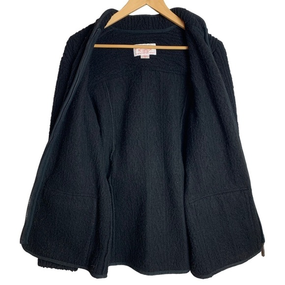 FILSON Women’s Black Wool Jacket Size Medium Cable-Knit  Full Zip Pockets - Picture 3 of 16